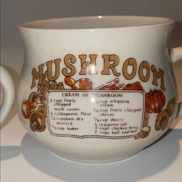 Vintage Mushroom Soup Mugs - Cream - Picture 3 of 9